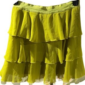 Bebe Couture Chartreuse Lime Green Tiered Ruffle Mini Skirt BZ81GTR112643BLB